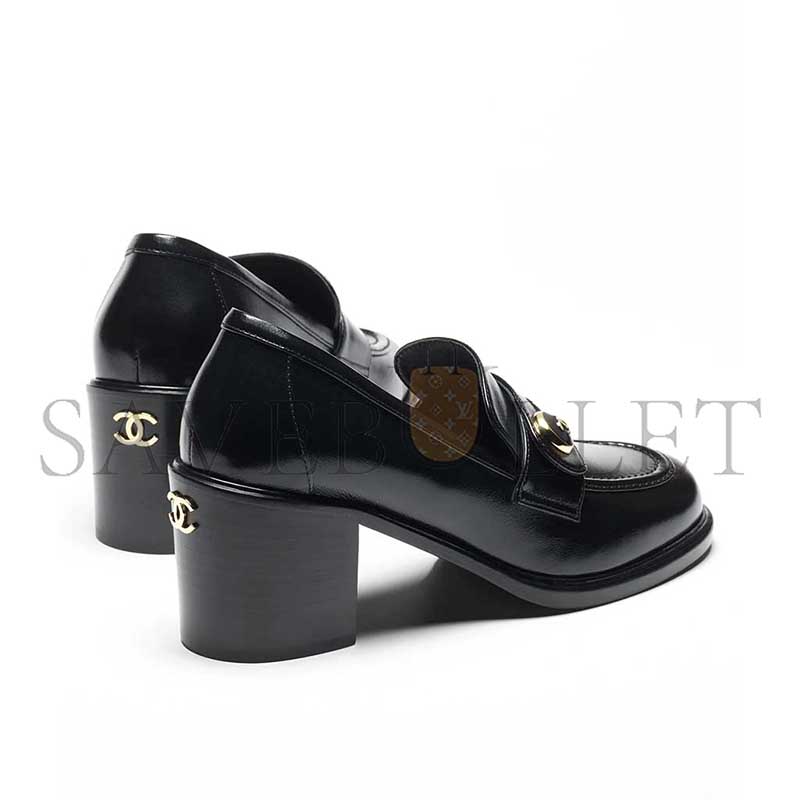 CHANEL MOCCASINS SHINY CALFSKIN BLACK 
